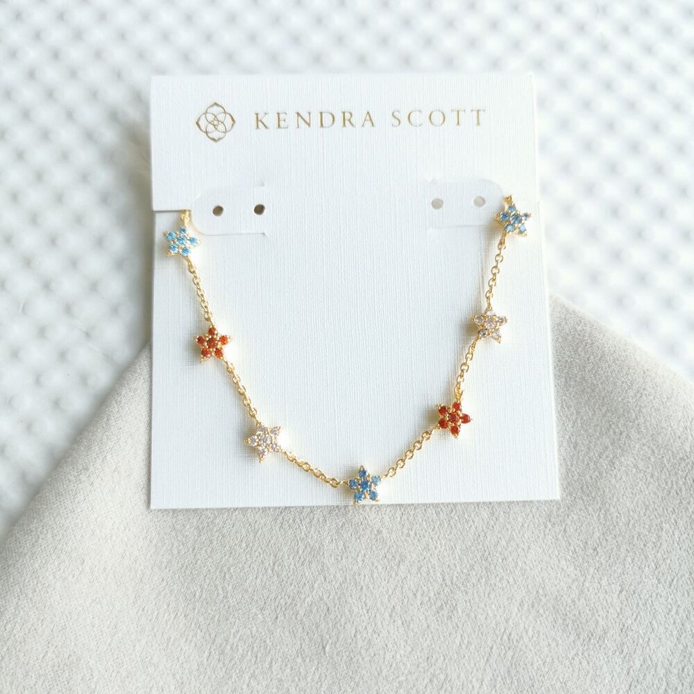 Kendra Scott Gold Crystal Sierra Star Strand Necklace NEW